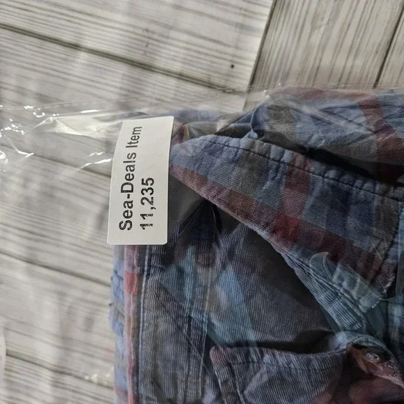 Tailor Vintage Shirt Mens Large Blue Red Plaid Long Sleeve Button‎ Down Pockets - Picture 7 of 7